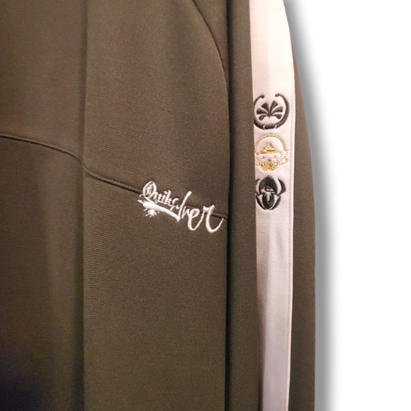 QUICKSILVER Army Green Brown Full Zip Up Track Style Jacket With Cream Detail - Picture 2 of 4